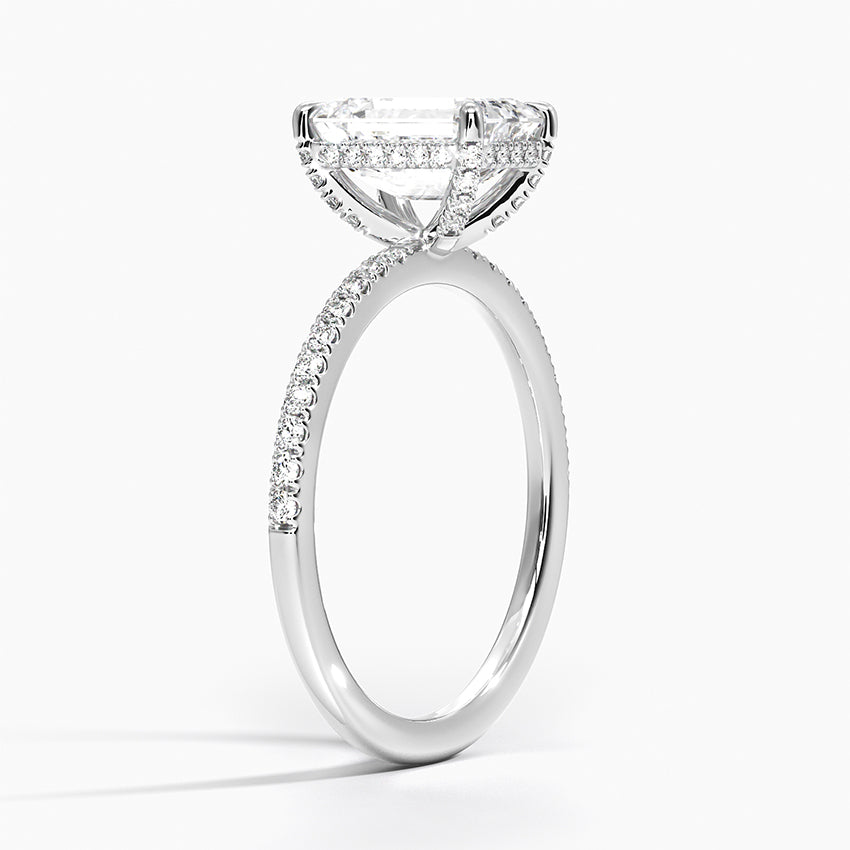 Viviana Half Coverage Diamond Ring Platinum Emerald Engagement Ring