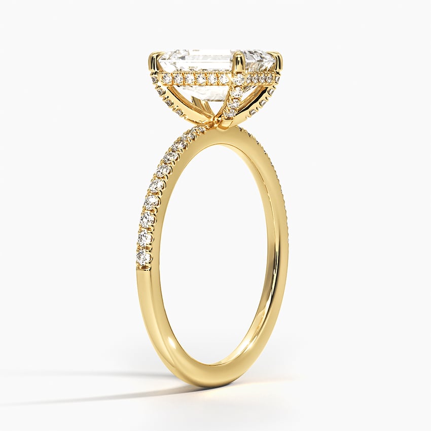 Viviana Half Coverage Diamond Ring Yellow Gold 18k Emerald Engagement Ring