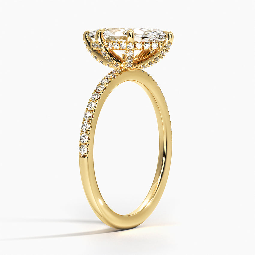 Viviana Half Coverage Diamond Ring Yellow Gold 18k Marquise Engagement Ring