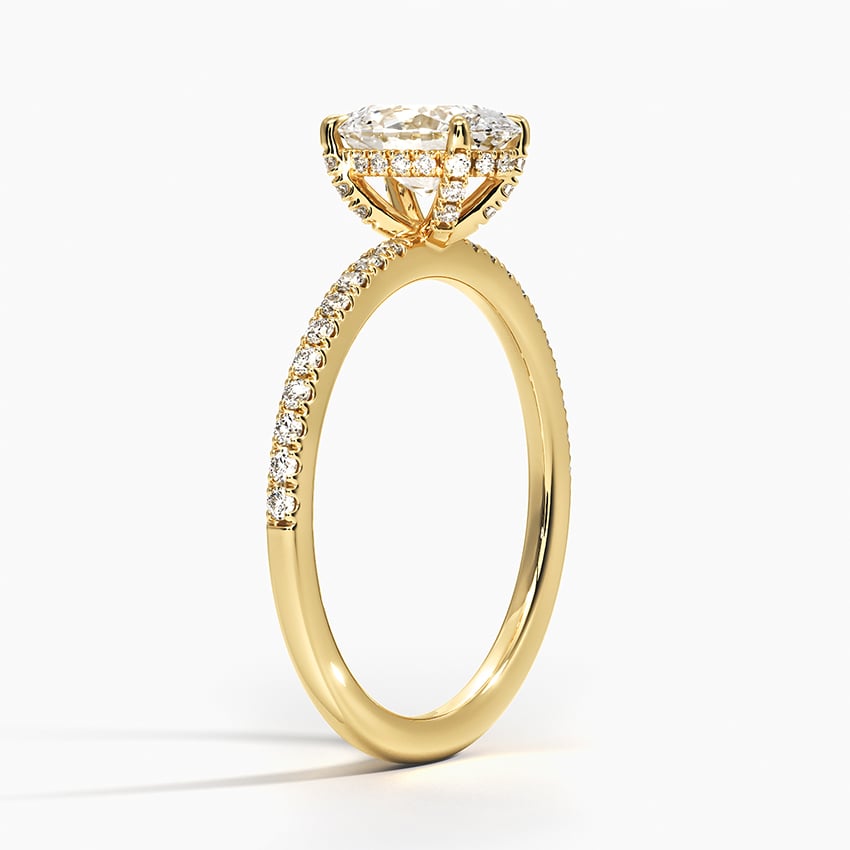 Viviana Half Coverage Diamond Ring Yellow Gold 18k Oval Engagement Ring