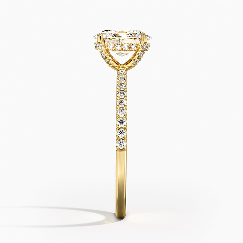 Viviana Half Coverage Diamond Ring Yellow Gold 18k Oval Engagement Ring