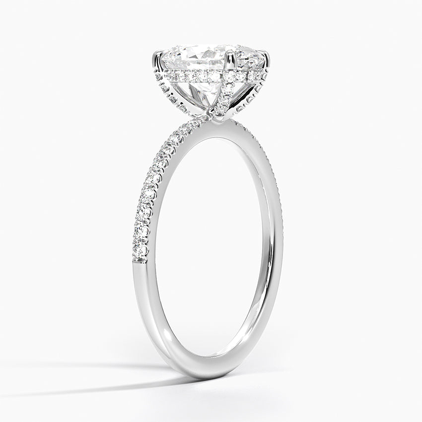Viviana Half Coverage Diamond Ring Platinum Oval Engagement Ring