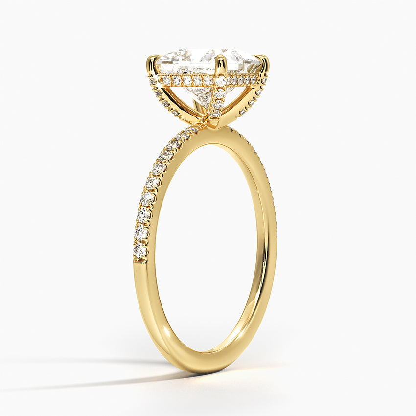 Viviana Half Coverage Diamond Ring Yellow Gold 18k Princess Engagement Ring
