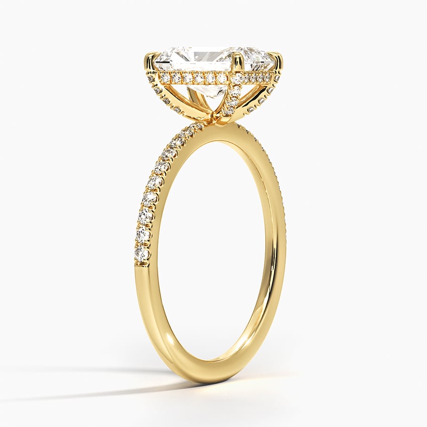Viviana Half Coverage Diamond Ring Yellow Gold 18k Radiant Engagement Ring