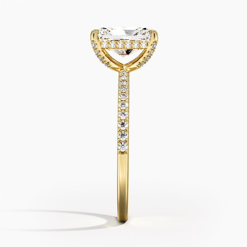 Viviana Half Coverage Diamond Ring Yellow Gold 18k Radiant Engagement Ring