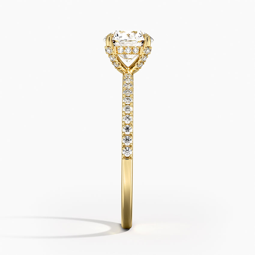 Viviana Half Coverage Diamond Ring Yellow Gold 18k Round Engagement Ring