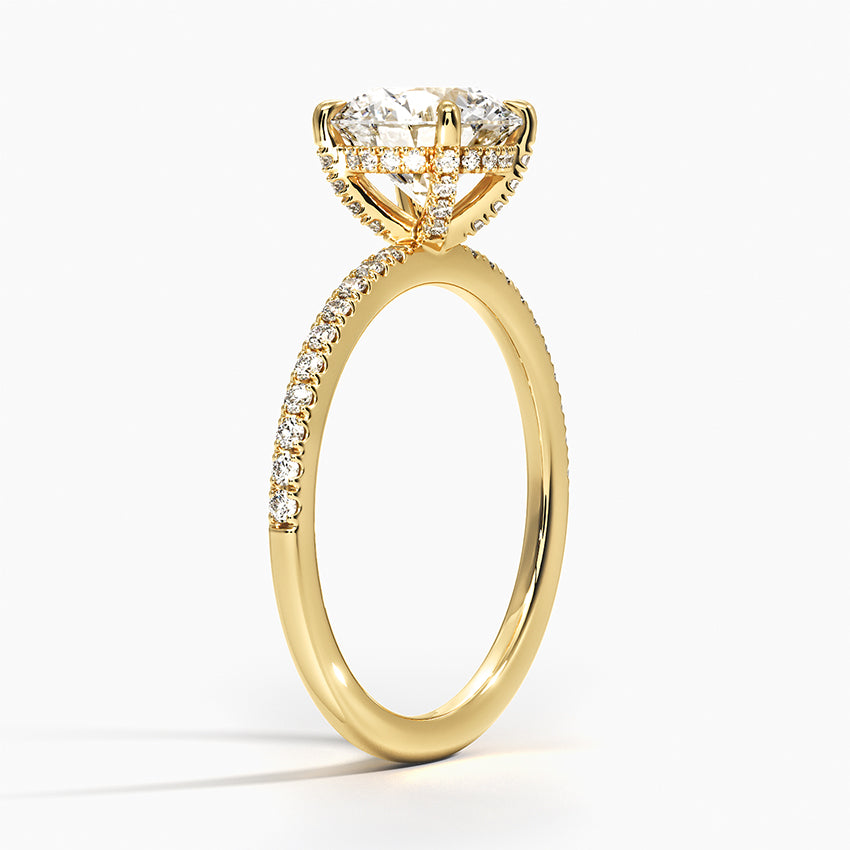 Viviana Half Coverage Diamond Ring Yellow Gold 18k Round Engagement Ring