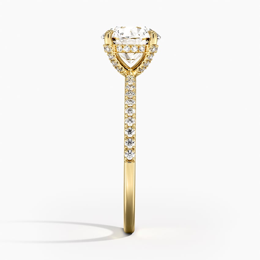 Viviana Half Coverage Diamond Ring Yellow Gold 18k Round Engagement Ring