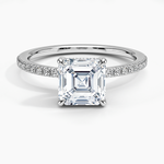 Viviana Half Coverage Diamond Ring Platinum Asscher Engagement Ring