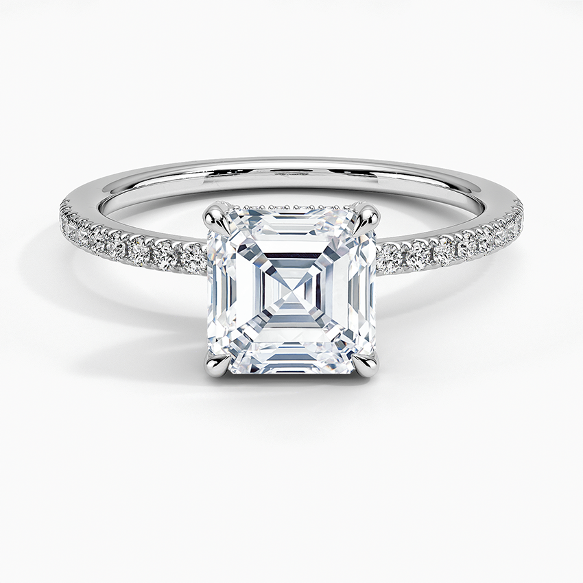 Viviana Half Coverage Diamond Ring Platinum Asscher Engagement Ring