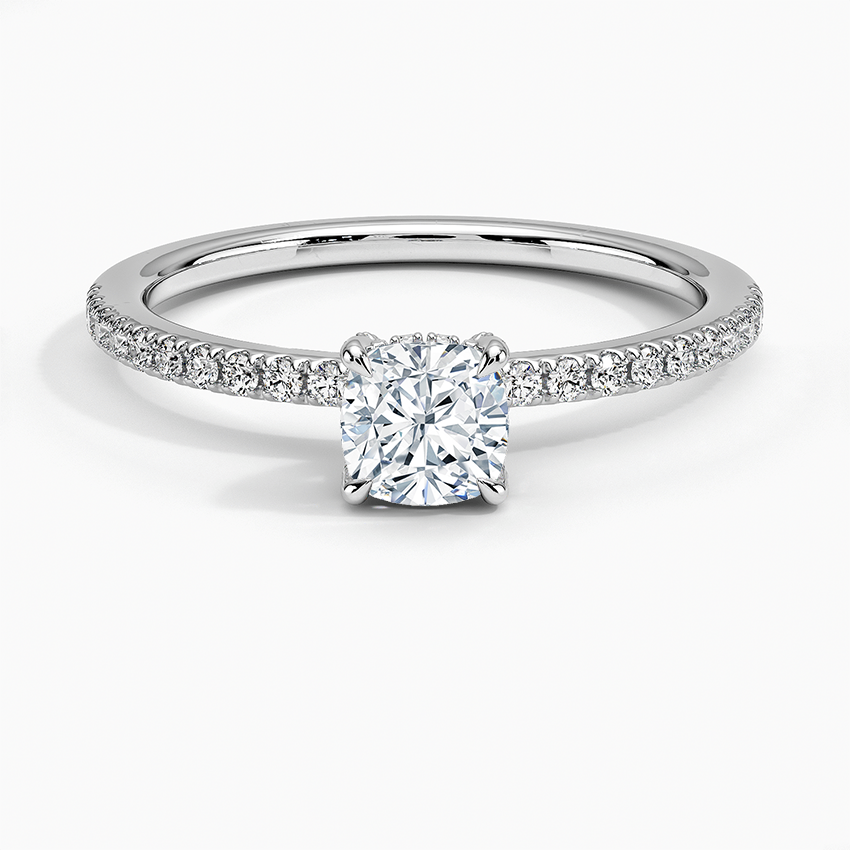 Viviana Half Coverage Diamond Ring Platinum Cushion Engagement Ring