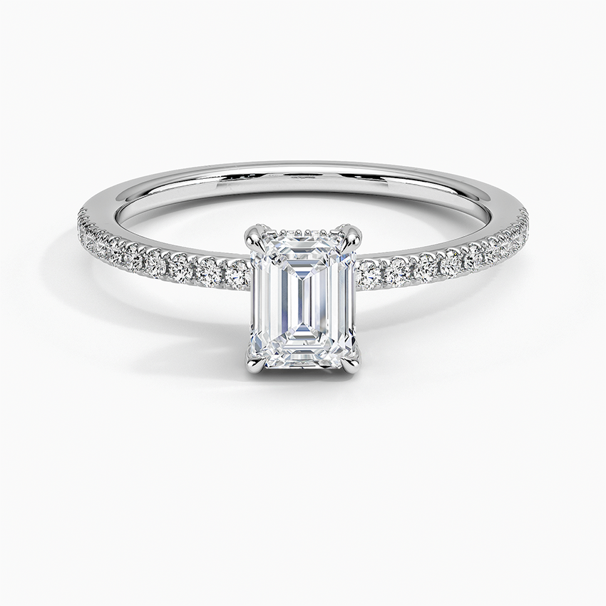 Viviana Half Coverage Diamond Ring Platinum Emerald Engagement Ring