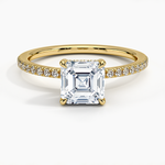 Viviana Half Coverage Diamond Ring Yellow Gold 18k Asscher Engagement Ring