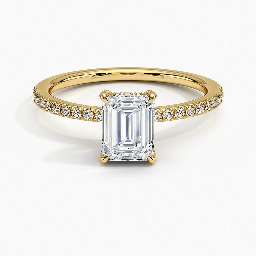 Viviana Half Coverage Diamond Ring Yellow Gold 18k Emerald Engagement Ring