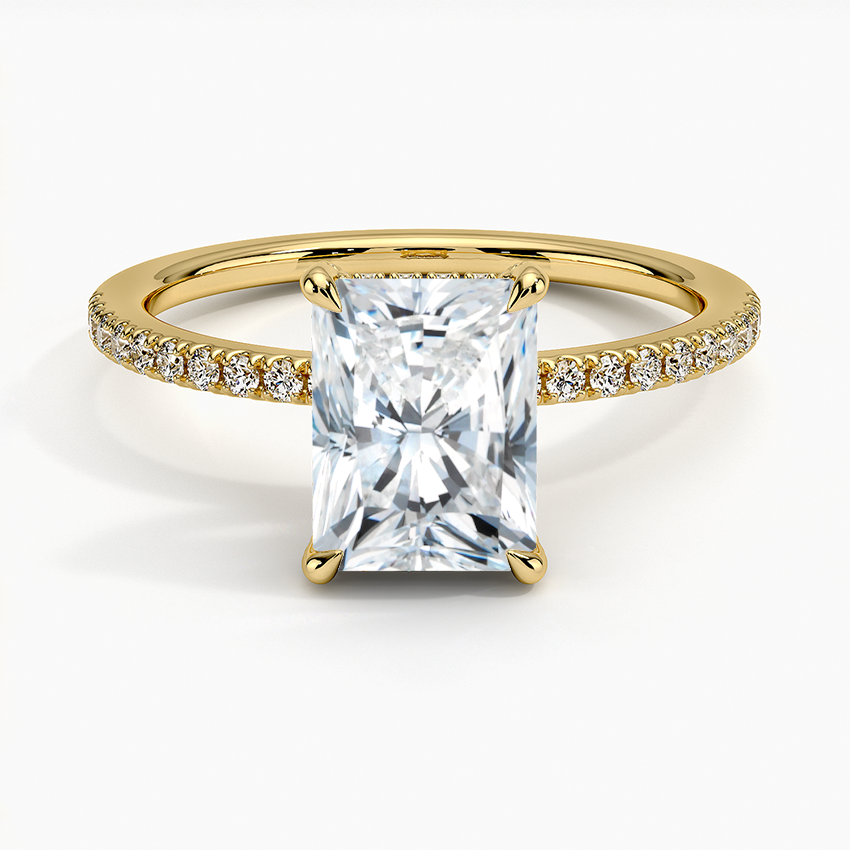 Viviana Half Coverage Diamond Ring Yellow Gold 18k Radiant Engagement Ring