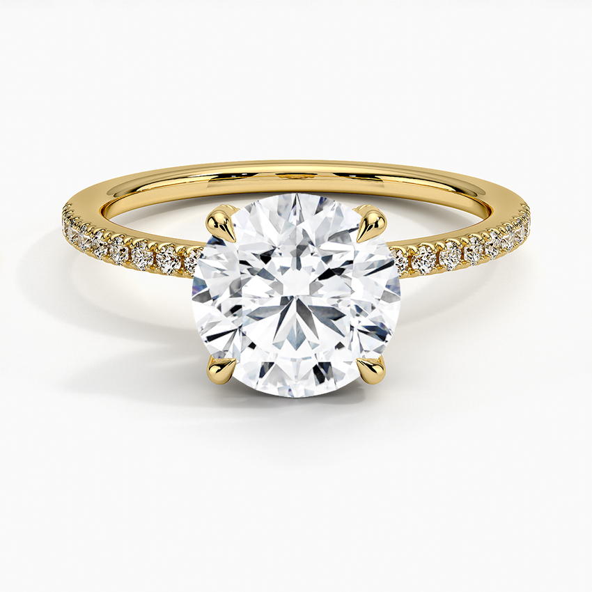 Viviana Half Coverage Diamond Ring Yellow Gold 18k Round Engagement Ring