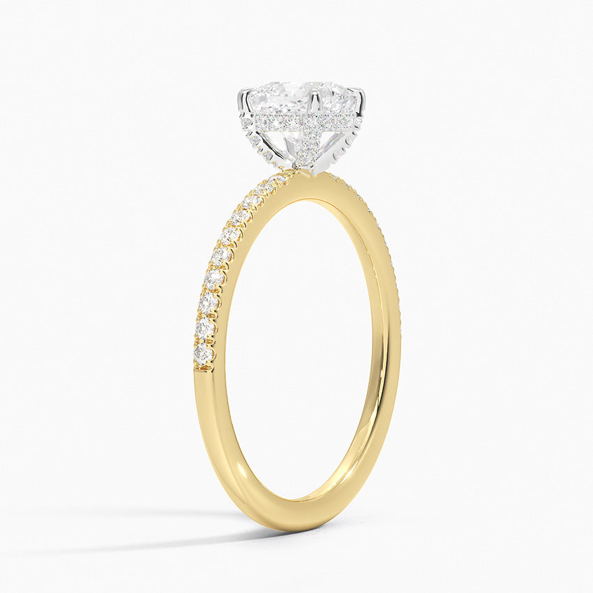 Mixed Metal Viviana Half Coverage Diamond Ring (1/4 ct. tw.) Yellow Gold 18k Cushion Engagement Ring