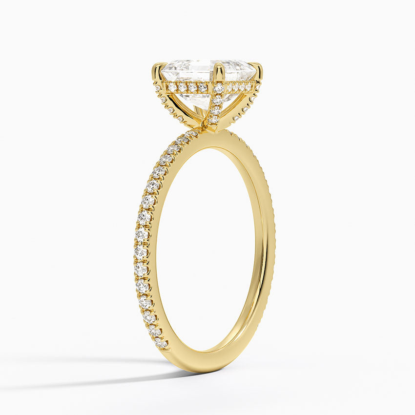 Viviana Three-Quarter Coverage Diamond Ring Yellow Gold 18k Asscher Engagement Ring