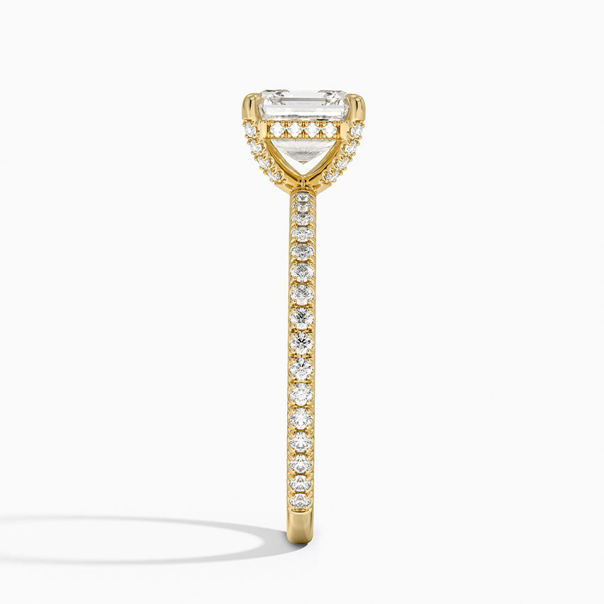 Viviana Three-Quarter Coverage Diamond Ring Yellow Gold 18k Asscher Engagement Ring