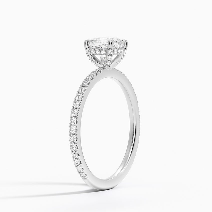 Viviana Three-Quarter Coverage Diamond Ring Platinum Cushion Engagement Ring