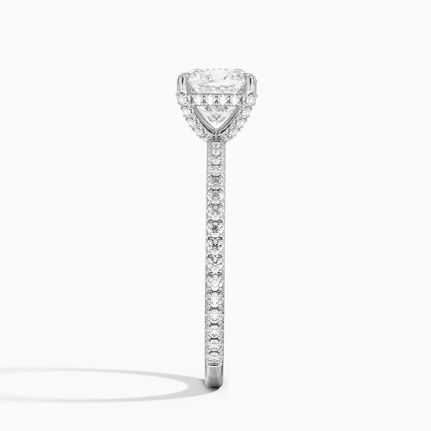 Viviana Three-Quarter Coverage Diamond Ring Platinum Cushion Engagement Ring