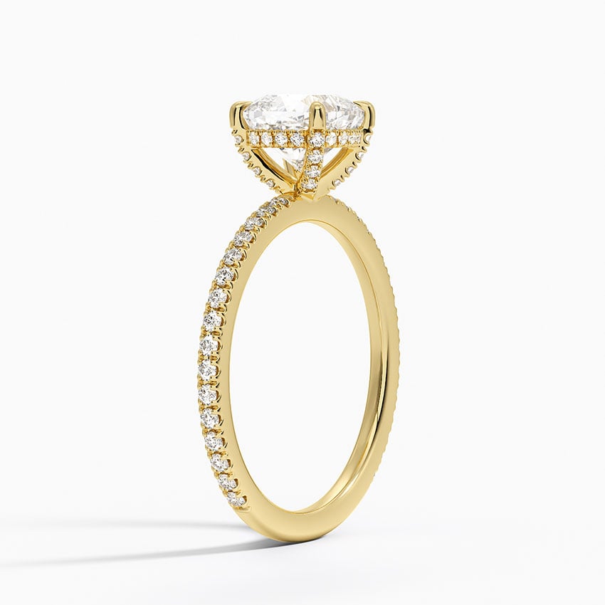 Viviana Three-Quarter Coverage Diamond Ring Yellow Gold 18k Cushion Engagement Ring