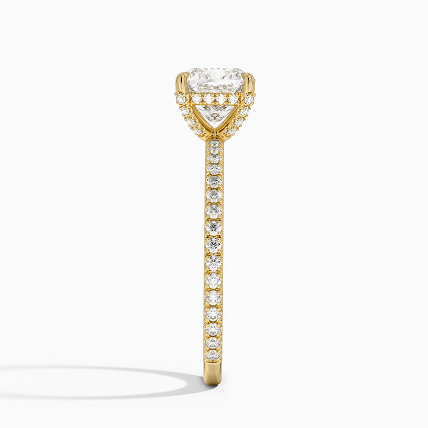 Viviana Three-Quarter Coverage Diamond Ring Yellow Gold 18k Cushion Engagement Ring