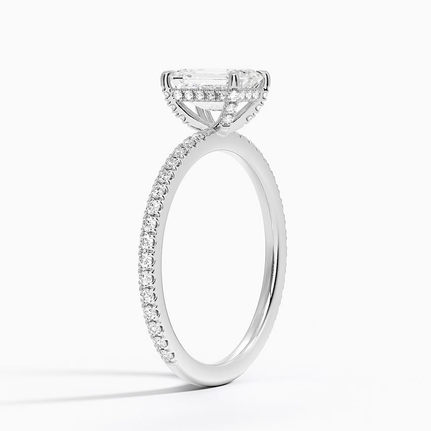 Viviana Three-Quarter Coverage Diamond Ring Platinum Emerald Engagement Ring