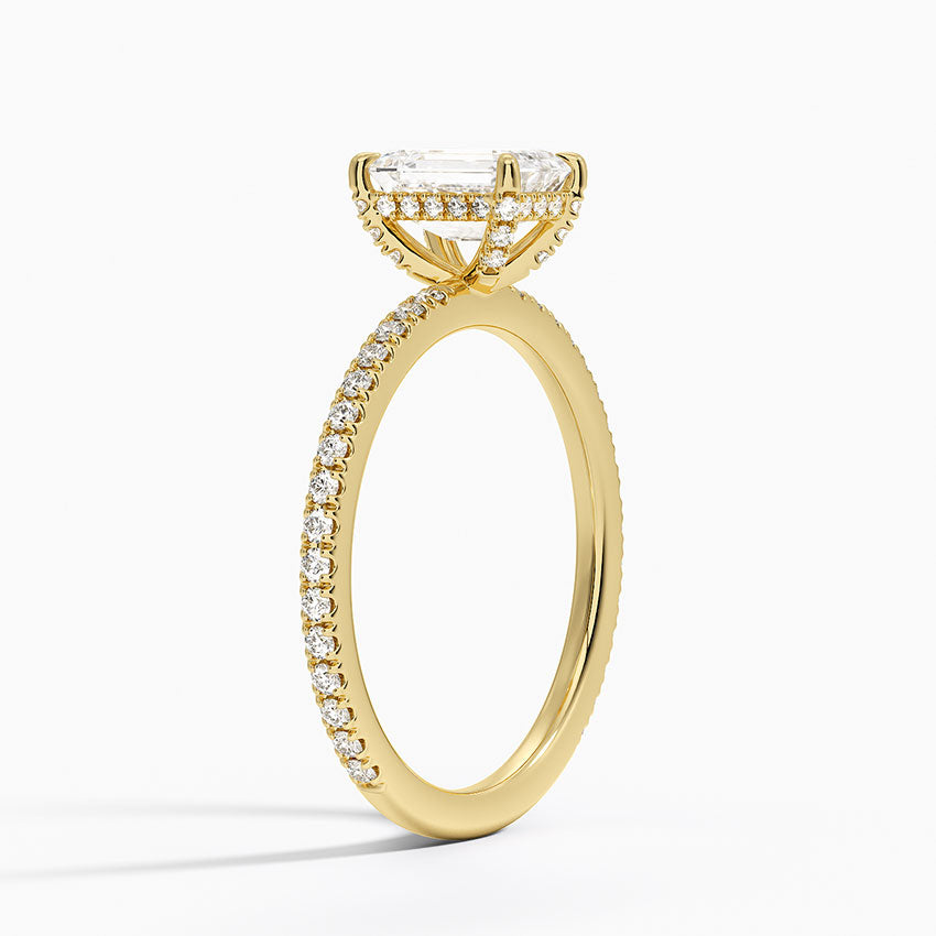 Viviana Three-Quarter Coverage Diamond Ring Yellow Gold 18k Emerald Engagement Ring