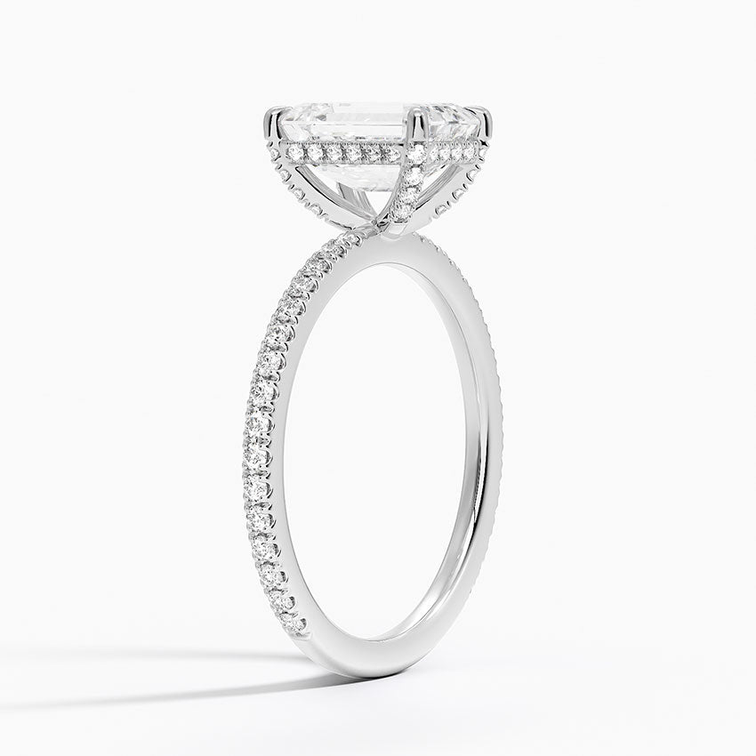 Viviana Three-Quarter Coverage Diamond Ring Platinum Emerald Engagement Ring
