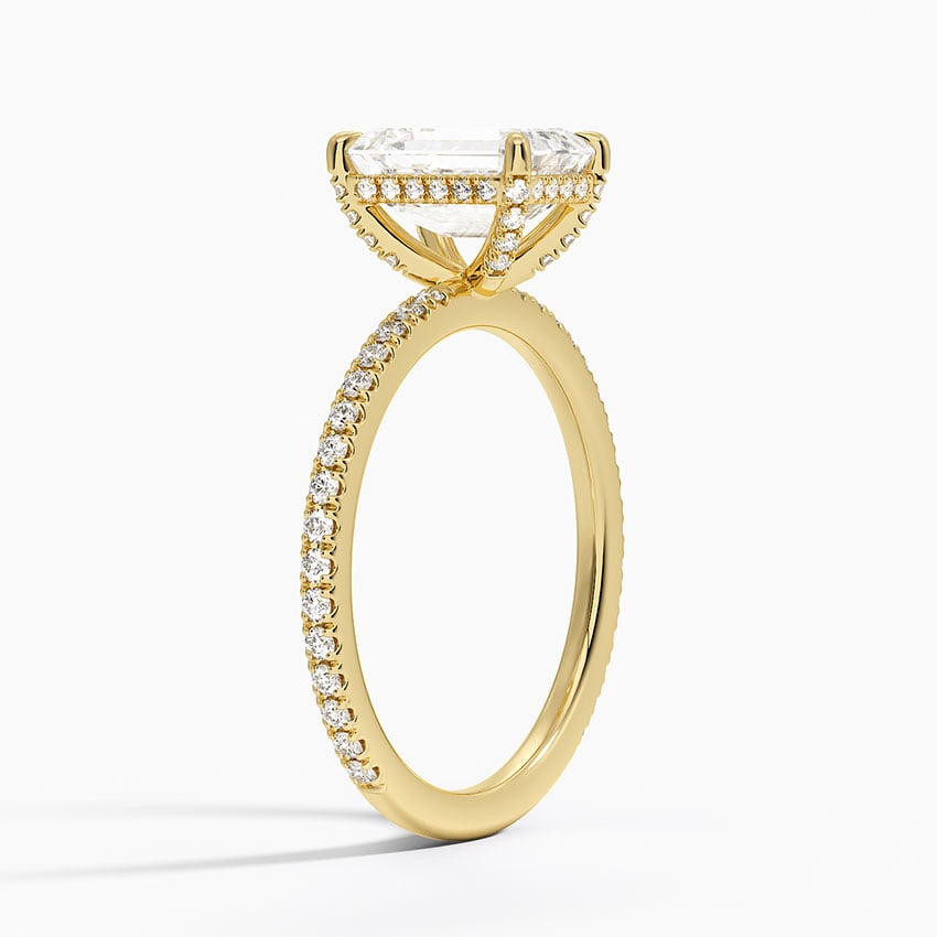 Viviana Three-Quarter Coverage Diamond Ring Yellow Gold 18k Emerald Engagement Ring