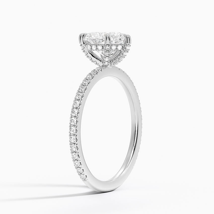 Viviana Three-Quarter Coverage Diamond Ring Platinum Heart Engagement Ring
