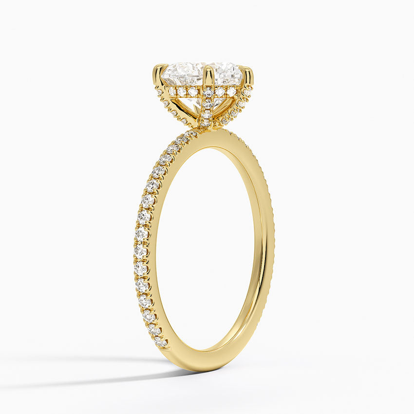 Viviana Three-Quarter Coverage Diamond Ring Yellow Gold 18k Heart Engagement Ring