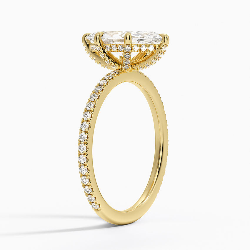 Viviana Three-Quarter Coverage Diamond Ring Yellow Gold 18k Marquise Engagement Ring