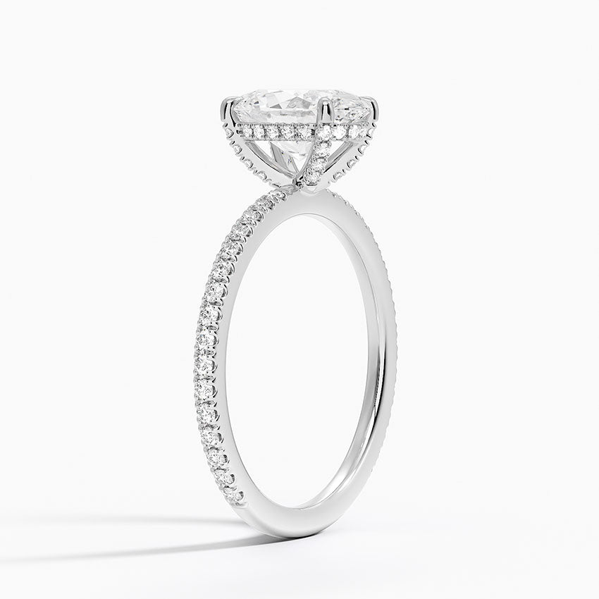 Viviana Three-Quarter Coverage Diamond Ring Platinum Oval Engagement Ring