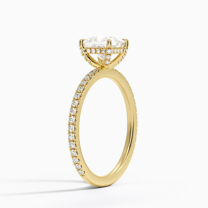 Viviana Three-Quarter Coverage Diamond Ring Yellow Gold 18k Princess Engagement Ring