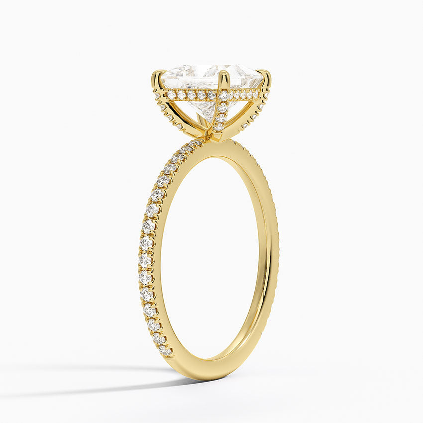 Viviana Three-Quarter Coverage Diamond Ring Yellow Gold 18k Princess Engagement Ring