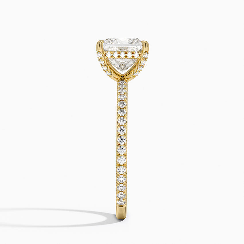 Viviana Three-Quarter Coverage Diamond Ring Yellow Gold 18k Princess Engagement Ring