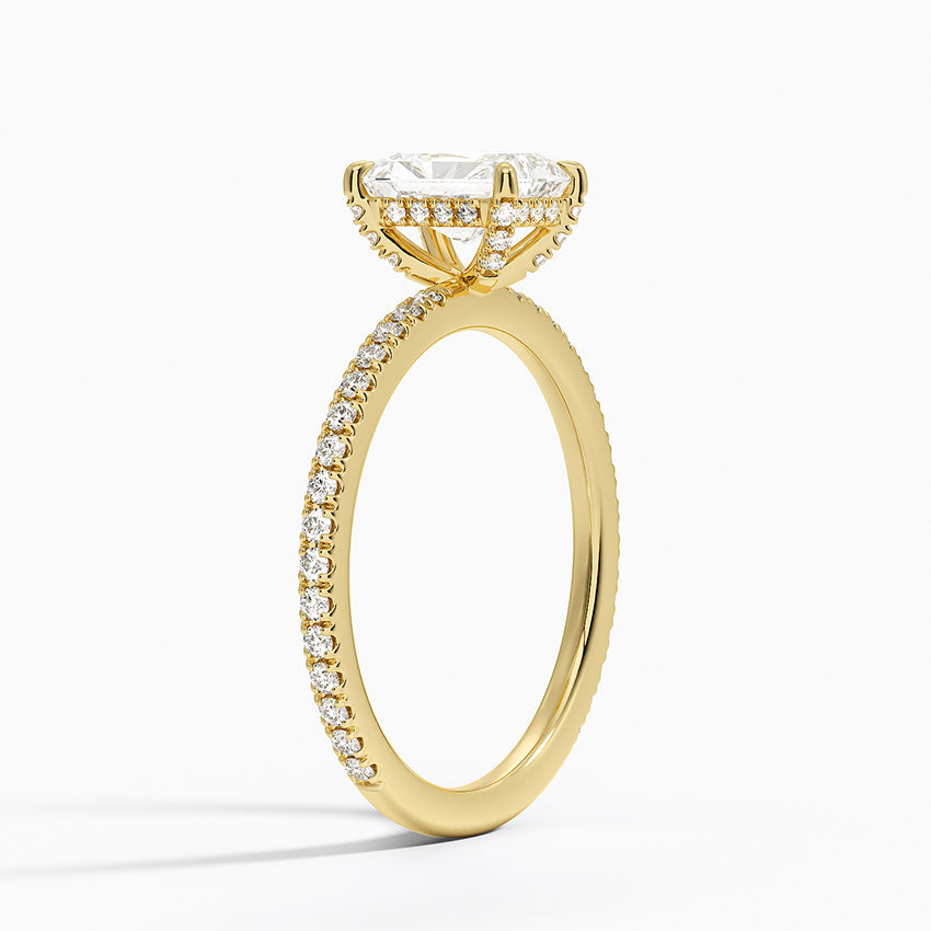 Viviana Three-Quarter Coverage Diamond Ring Yellow Gold 18k Radiant Engagement Ring