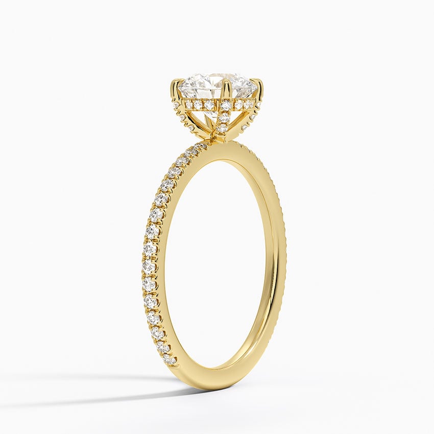 Viviana Three-Quarter Coverage Diamond Ring Yellow Gold 18k Round Engagement Ring
