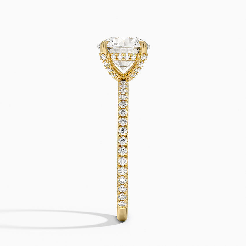 Viviana Three-Quarter Coverage Diamond Ring Yellow Gold 18k Round Engagement Ring