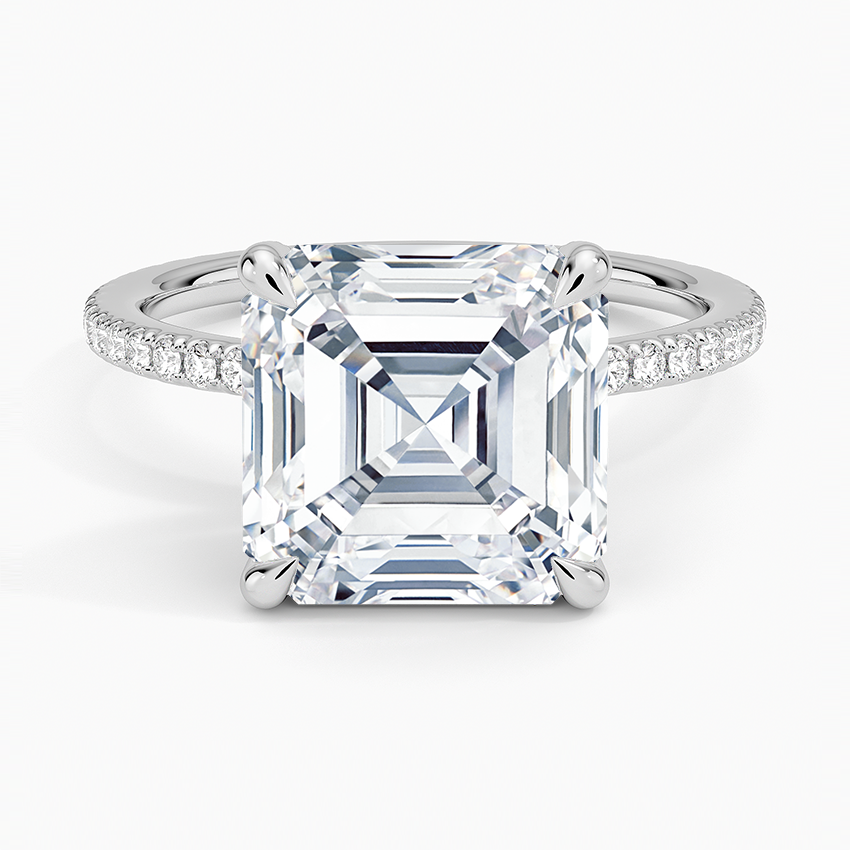 Viviana Three-Quarter Coverage Diamond Ring Platinum Asscher Engagement Ring