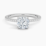 Viviana Three-Quarter Coverage Diamond Ring Platinum Cushion Engagement Ring