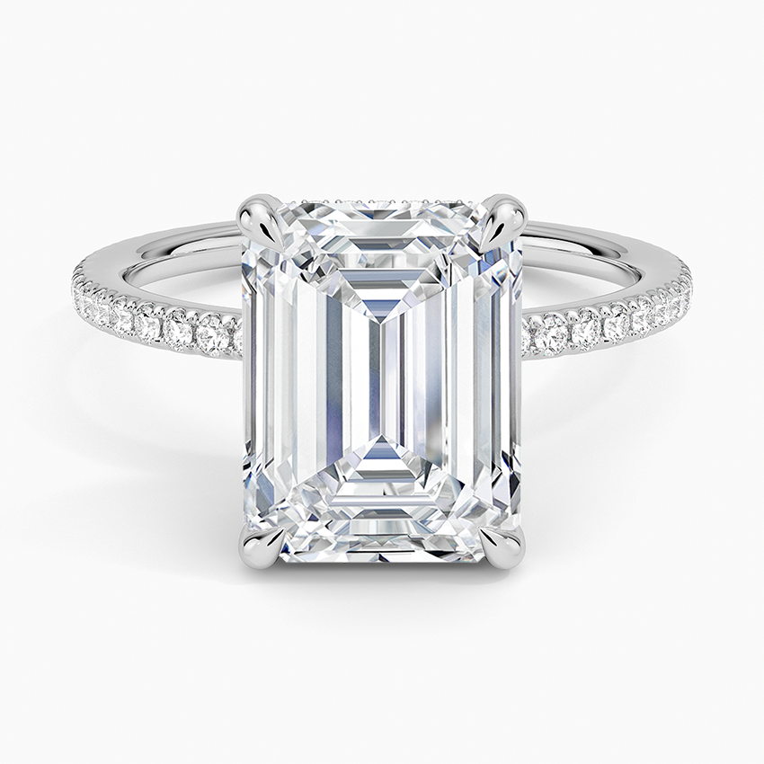 Viviana Three-Quarter Coverage Diamond Ring Platinum Emerald Engagement Ring