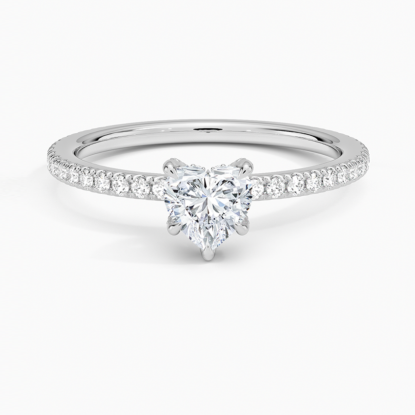 Viviana Three-Quarter Coverage Diamond Ring Platinum Heart Engagement Ring