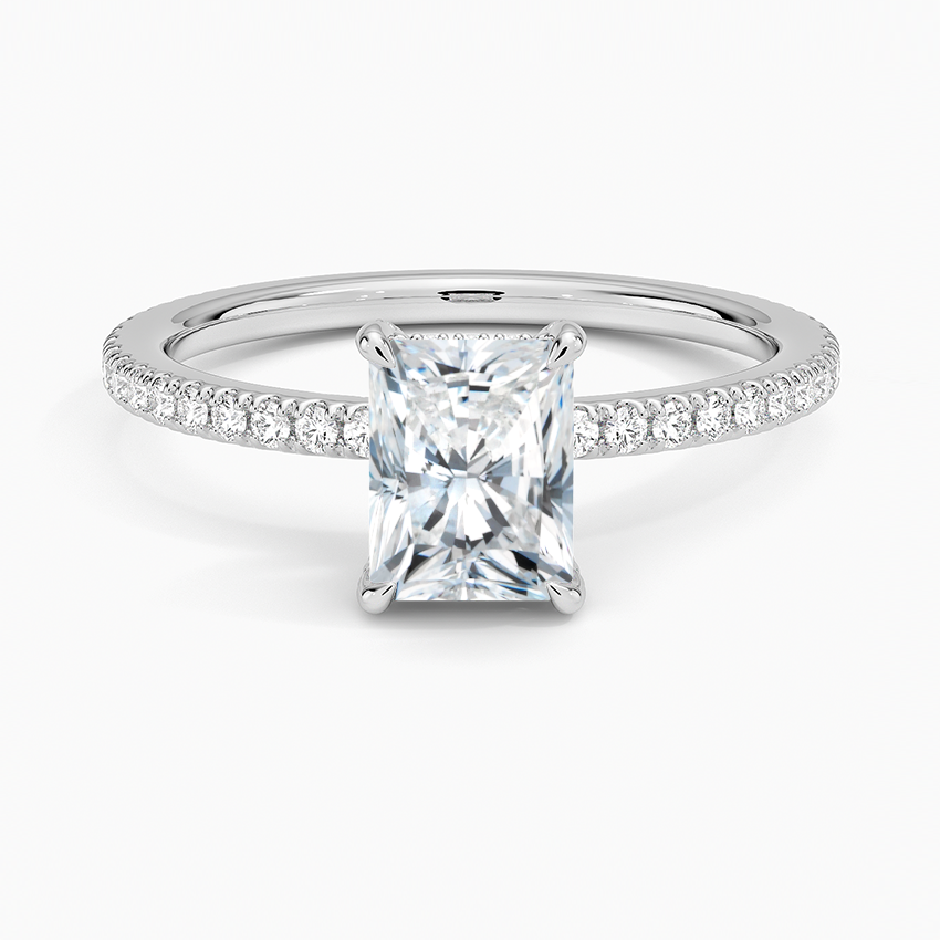 Viviana Three-Quarter Coverage Diamond Ring Platinum Radiant Engagement Ring