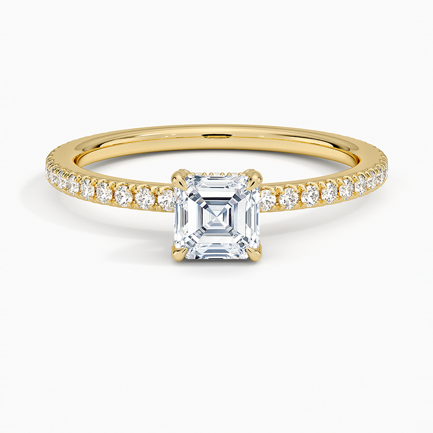 Viviana Three-Quarter Coverage Diamond Ring Yellow Gold 18k Asscher Engagement Ring