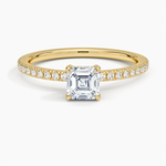 Viviana Three-Quarter Coverage Diamond Ring Yellow Gold 18k Asscher Engagement Ring