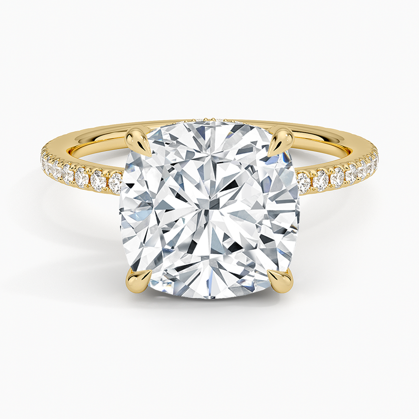 Viviana Three-Quarter Coverage Diamond Ring Yellow Gold 18k Cushion Engagement Ring