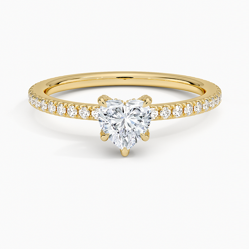 Viviana Three-Quarter Coverage Diamond Ring Yellow Gold 18k Heart Engagement Ring